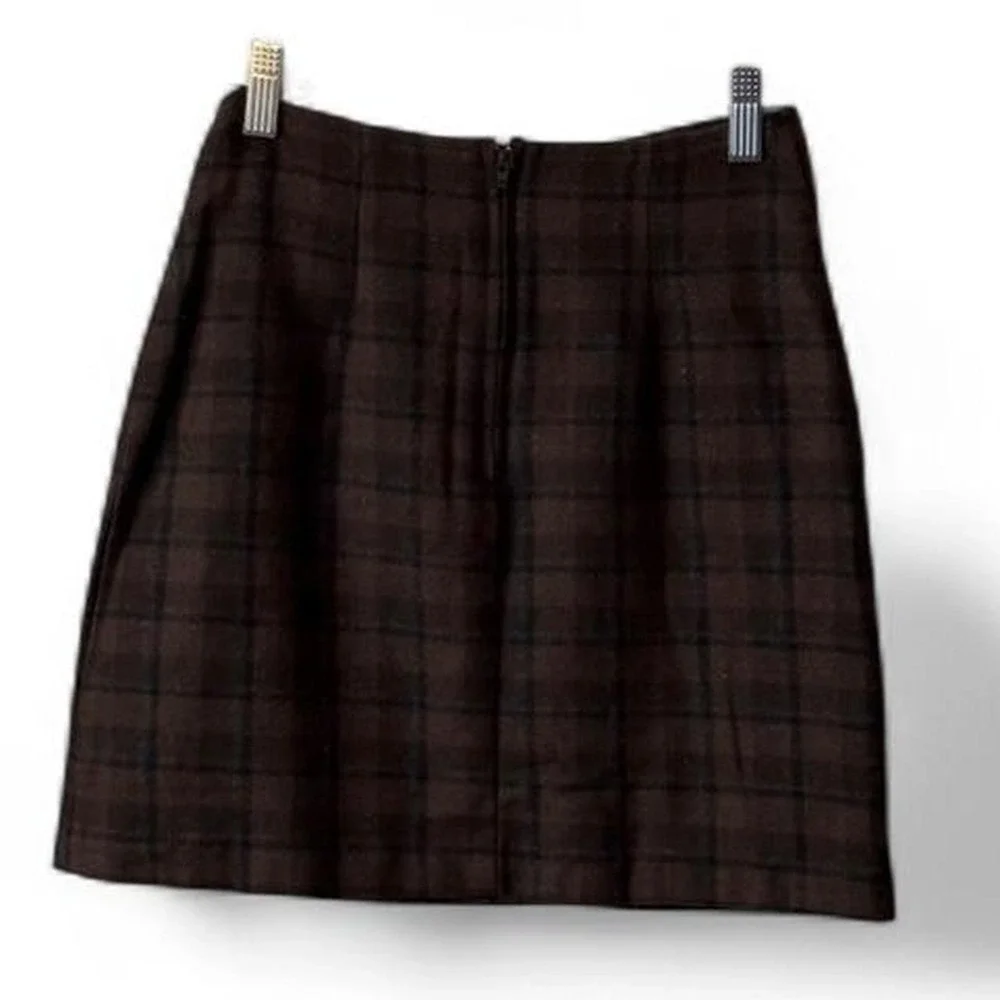 Vintage 90s Tracy Evans Brown Plaid Mini Skirt, Women's Size 3